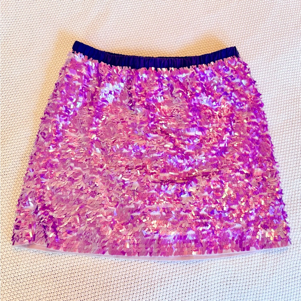 J. CREW Crewcuts Sparkling Sequin Purple Pink Mini Skirt - Picture 2 of 11